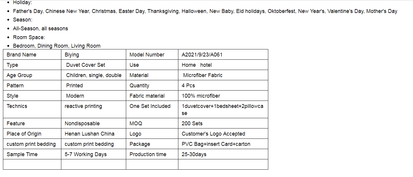 textile printing duvet set